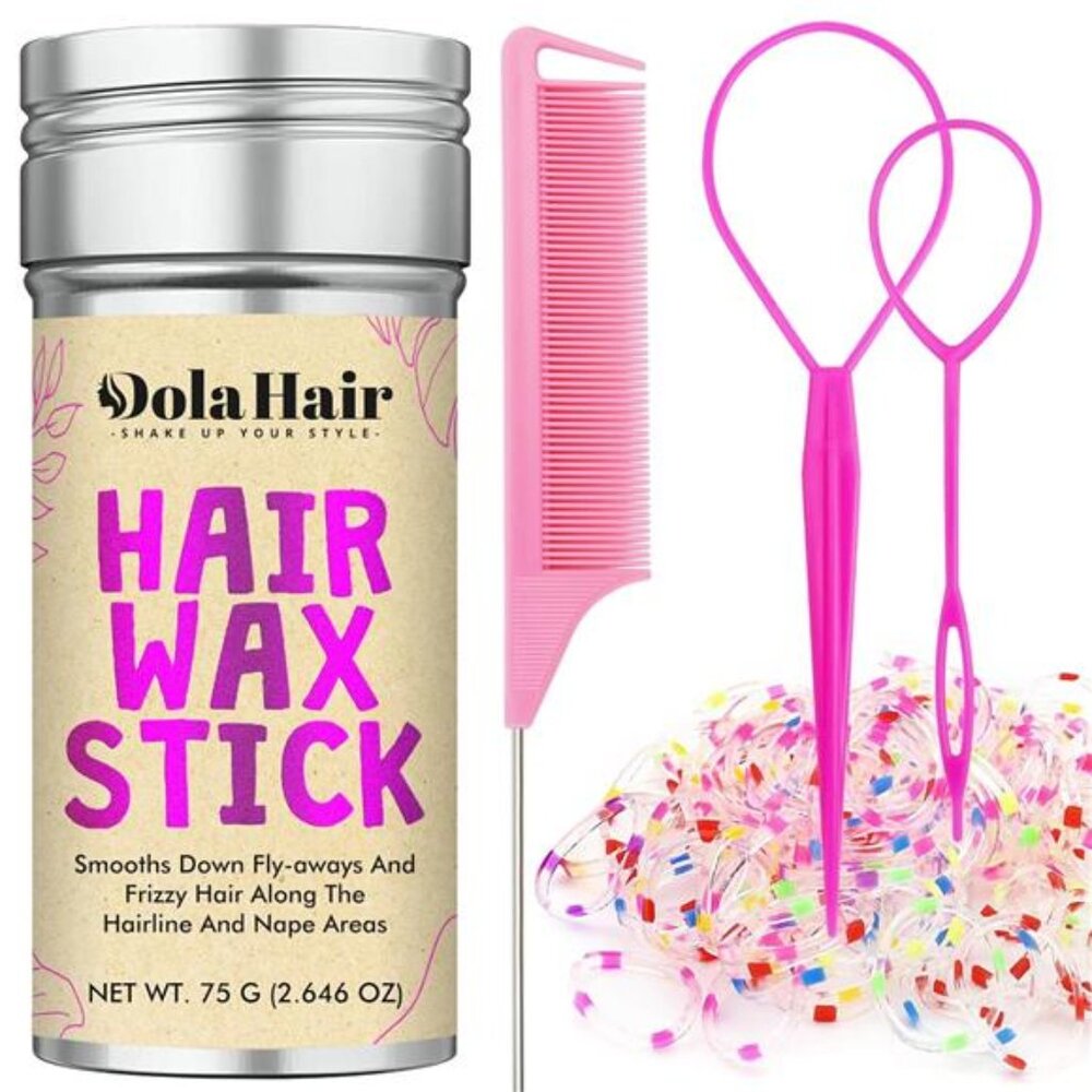 Hair Wax Stick Set Kids Women Flyaway Control Hair Bands Slick Back Brush Tools